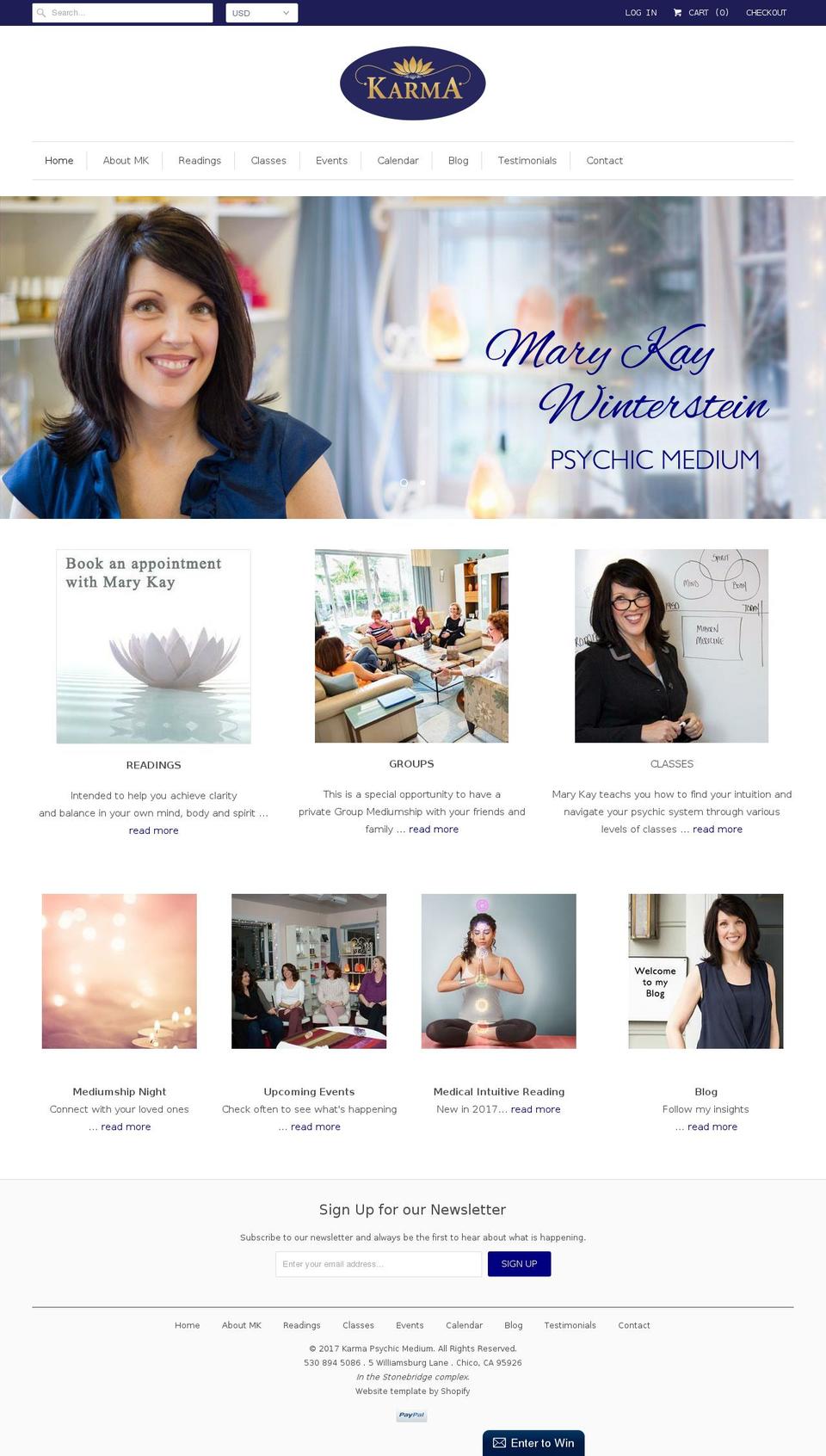 karmapsychicboutique.com shopify website screenshot