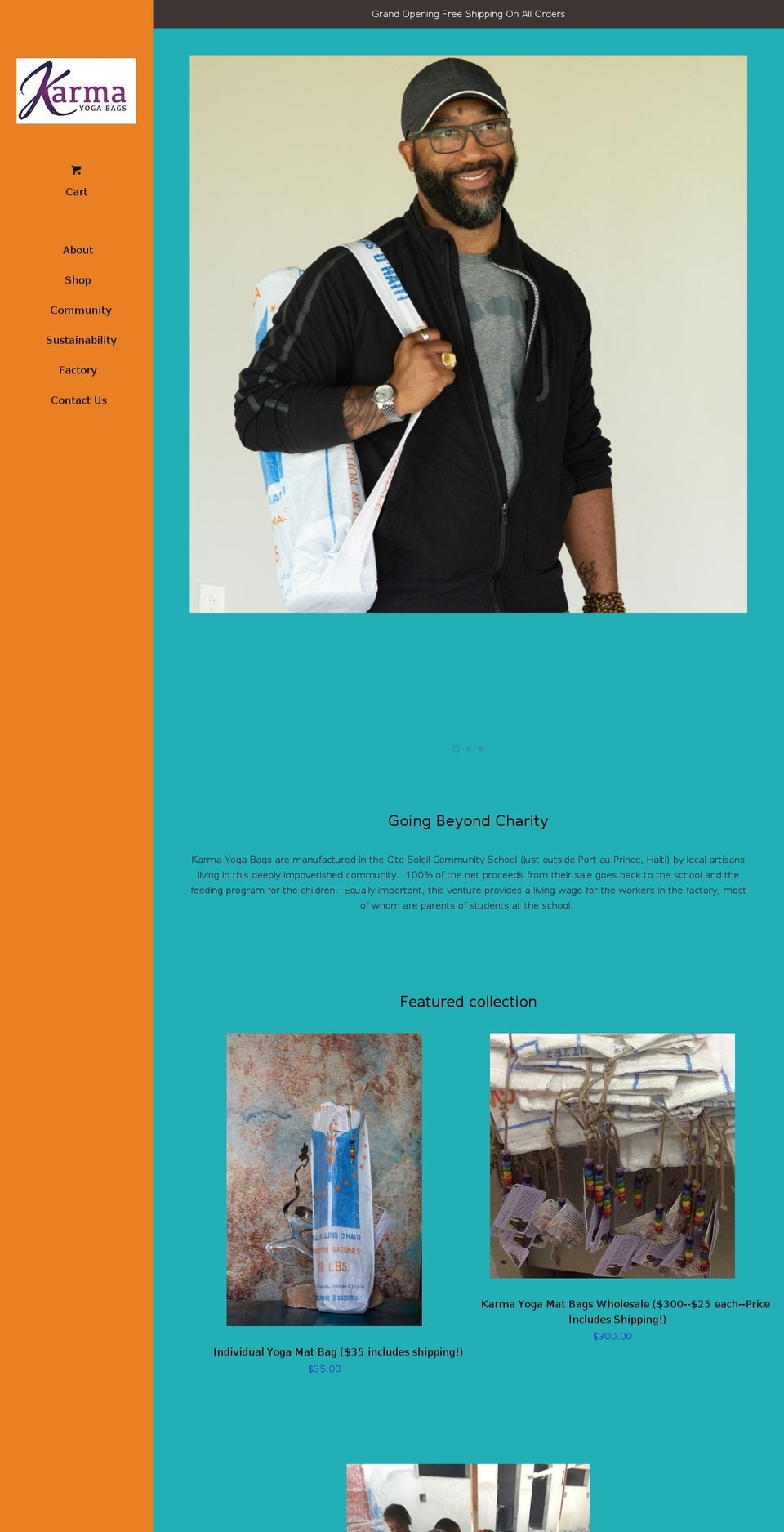 karmayogabags.com — Shopify storefront screenshot