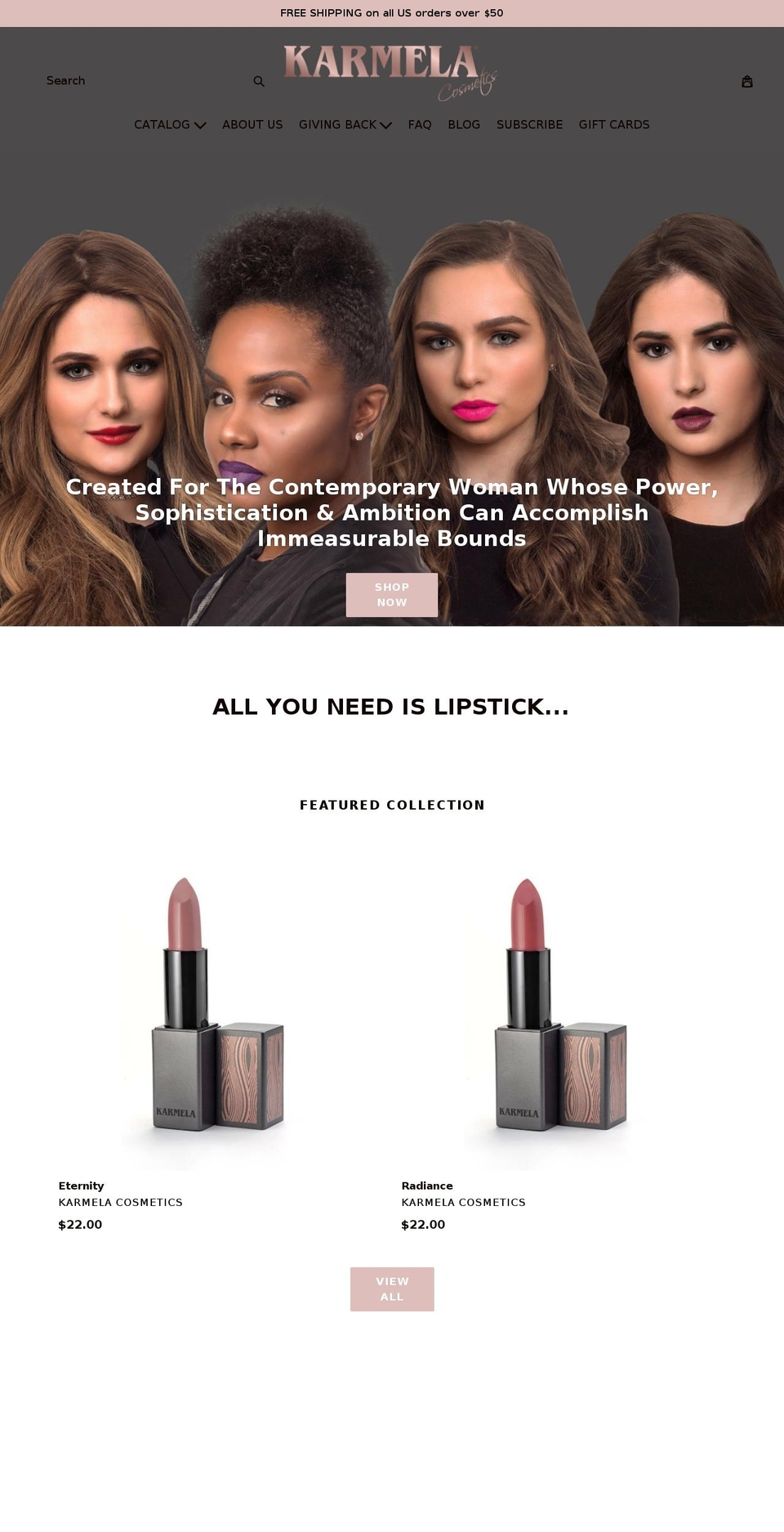 karmelacosmetics.com — Shopify storefront screenshot