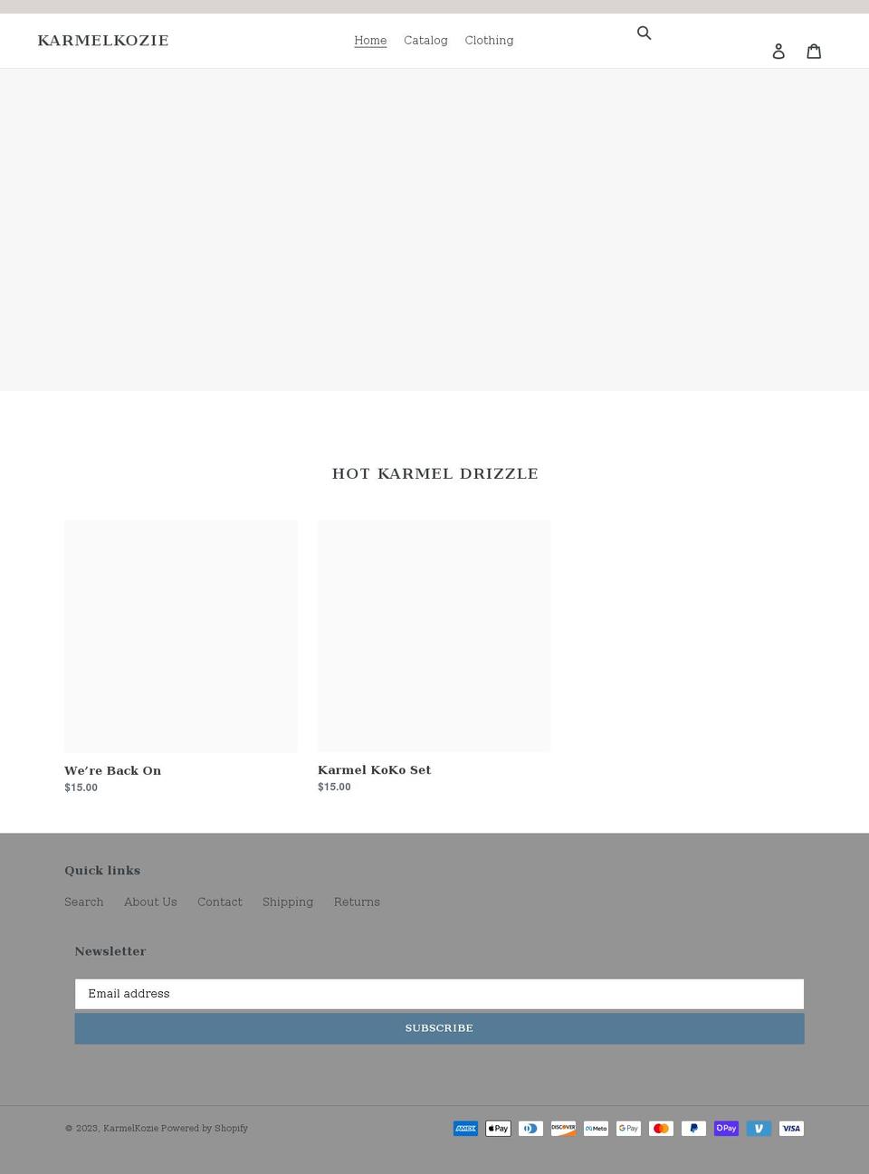 karmelkozie.com shopify website screenshot