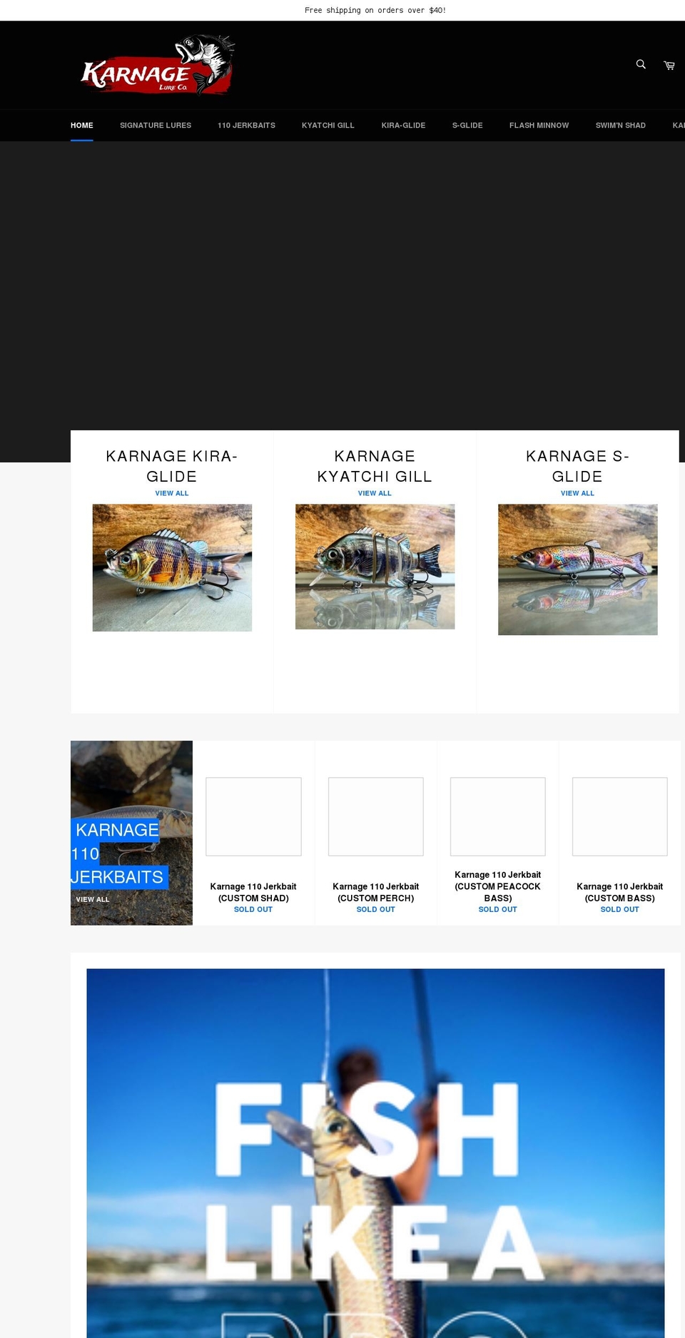 karnagelures.com shopify website screenshot