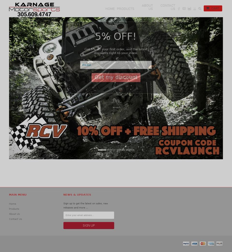 karnagemotorsports.com shopify website screenshot