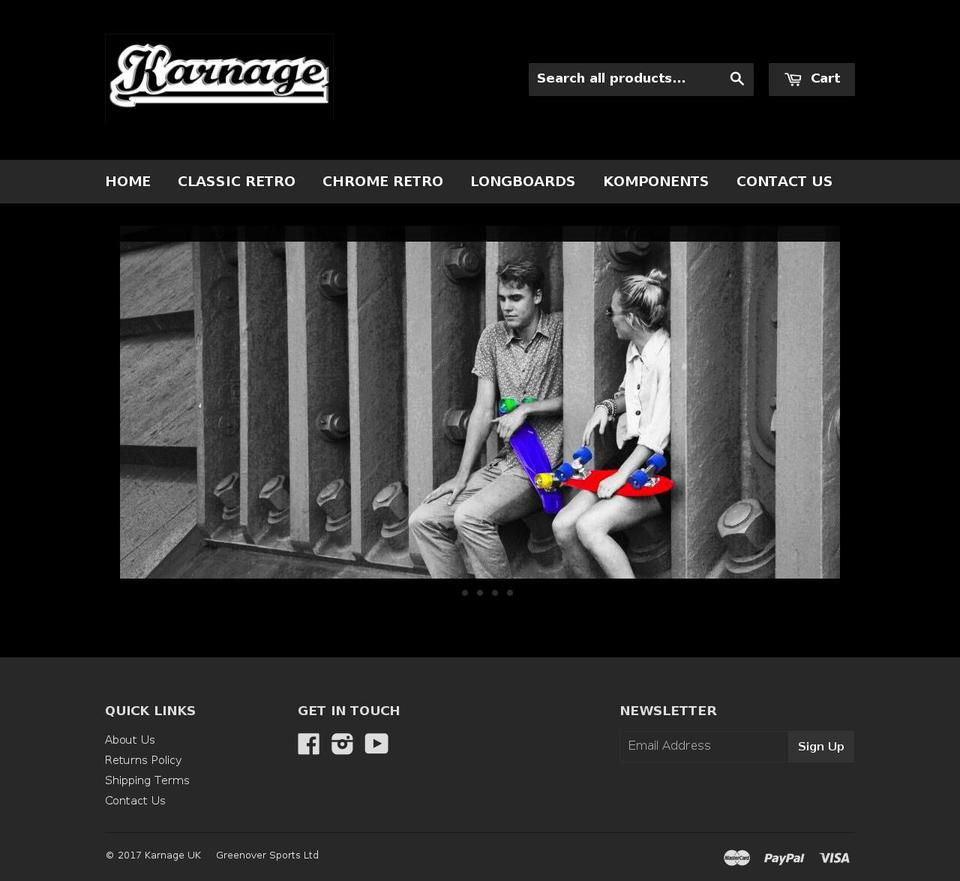 karnageskateboardsuk.com shopify website screenshot