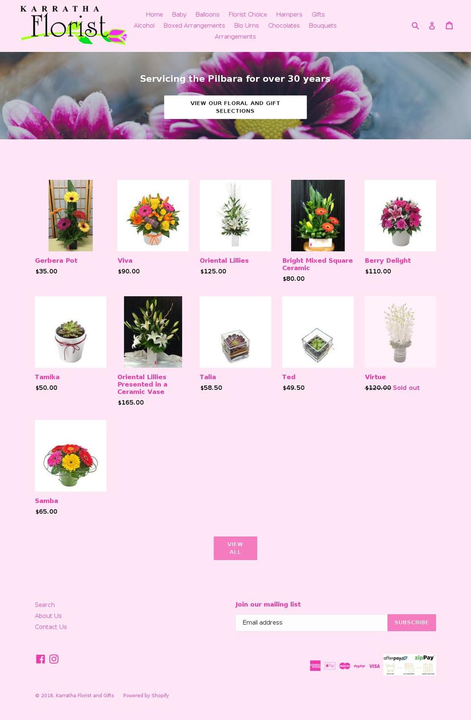 karrathaflorist.com — Shopify storefront screenshot