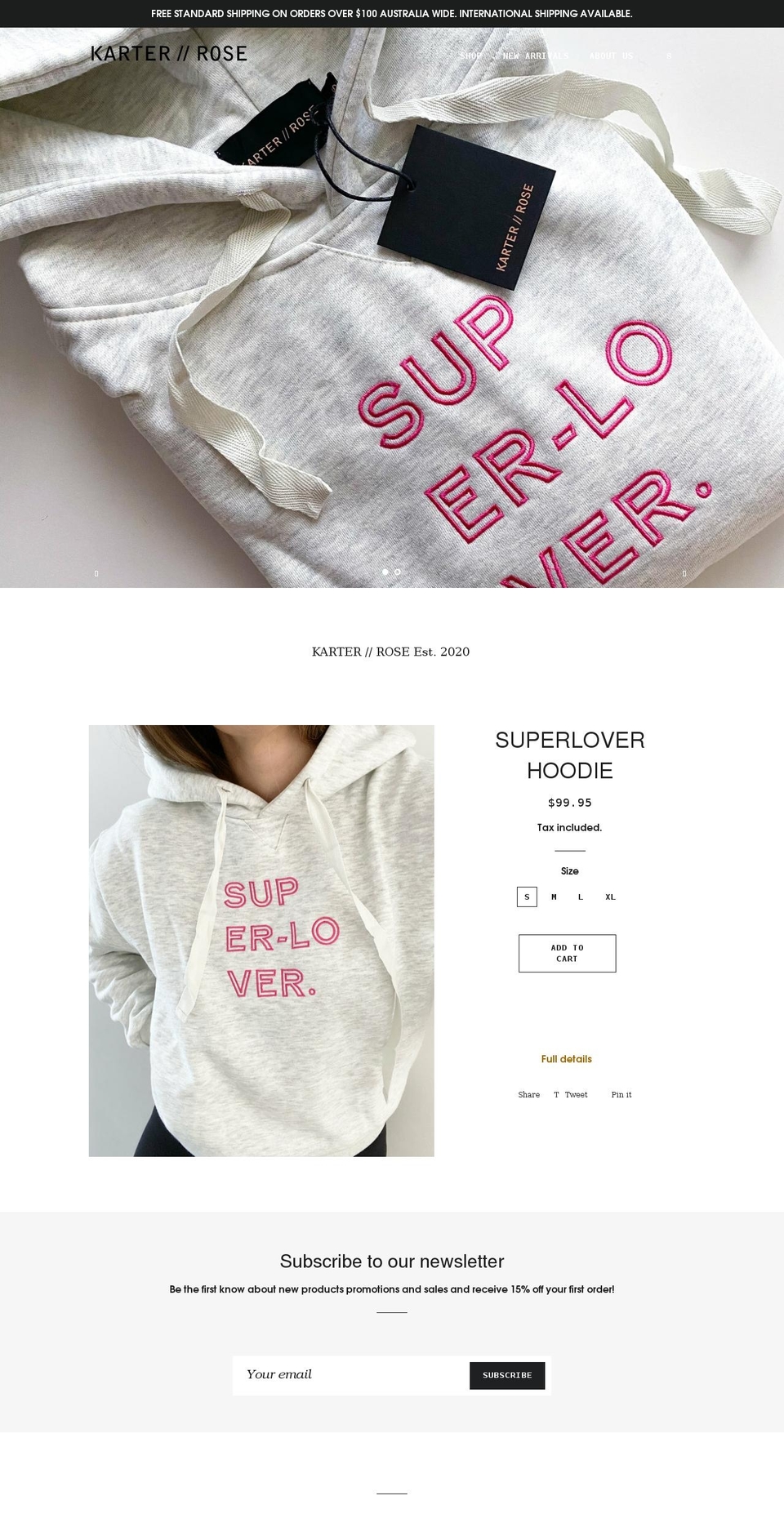 karterrose.com shopify website screenshot