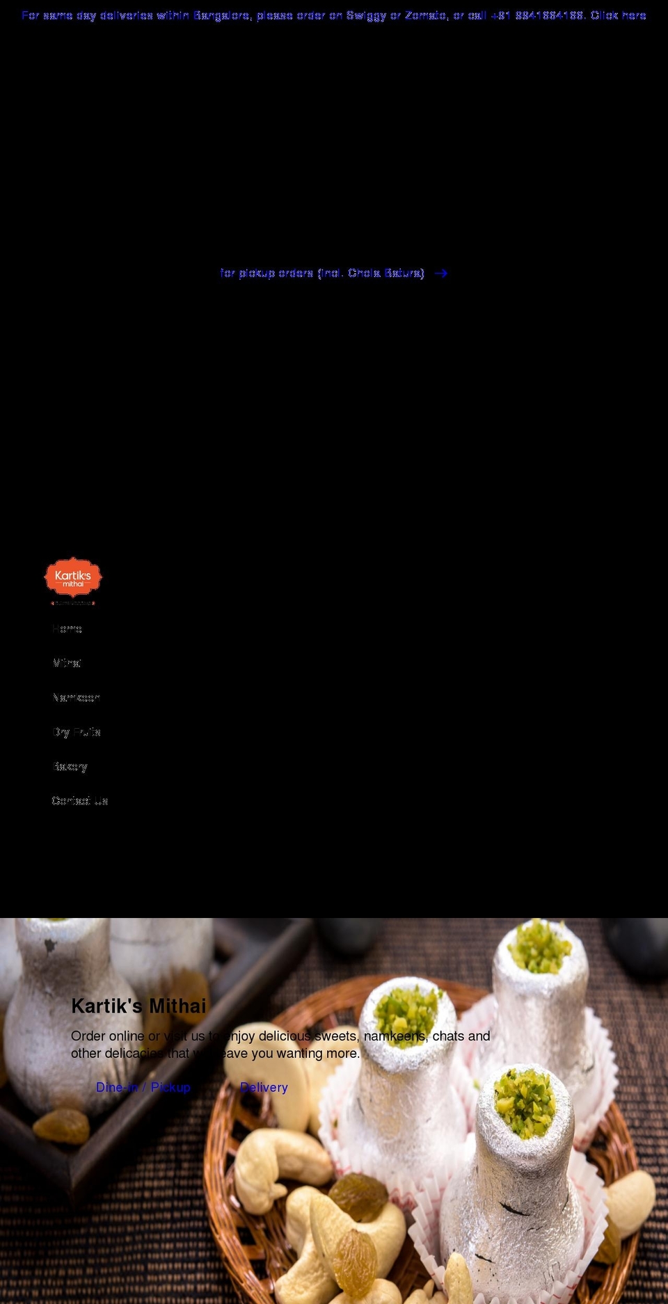 kartiksmithai.com shopify website screenshot