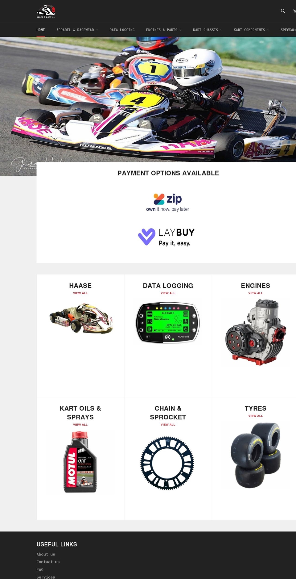 kartsandparts.co.nz shopify website screenshot