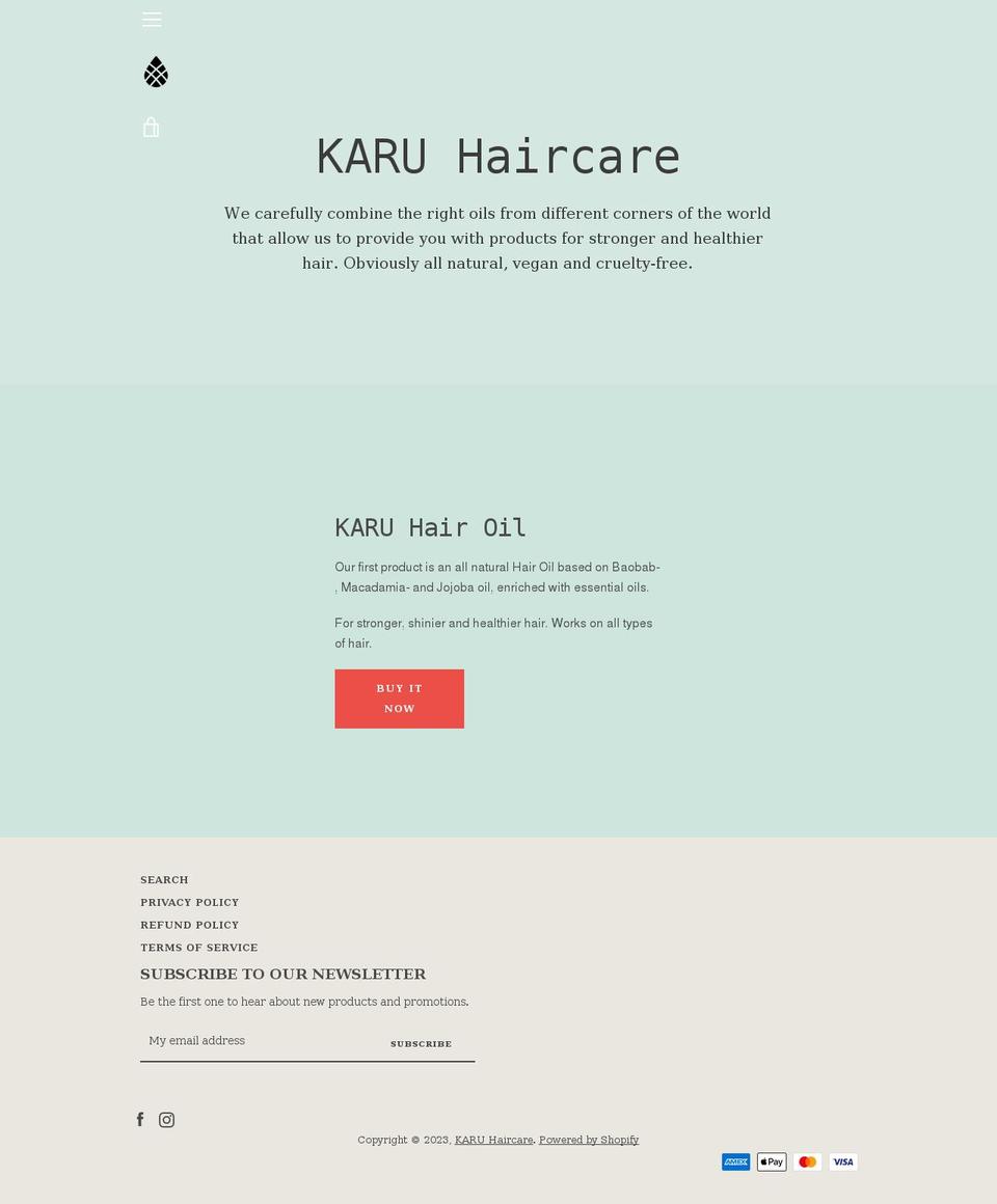 karu-haircare.ch shopify website screenshot