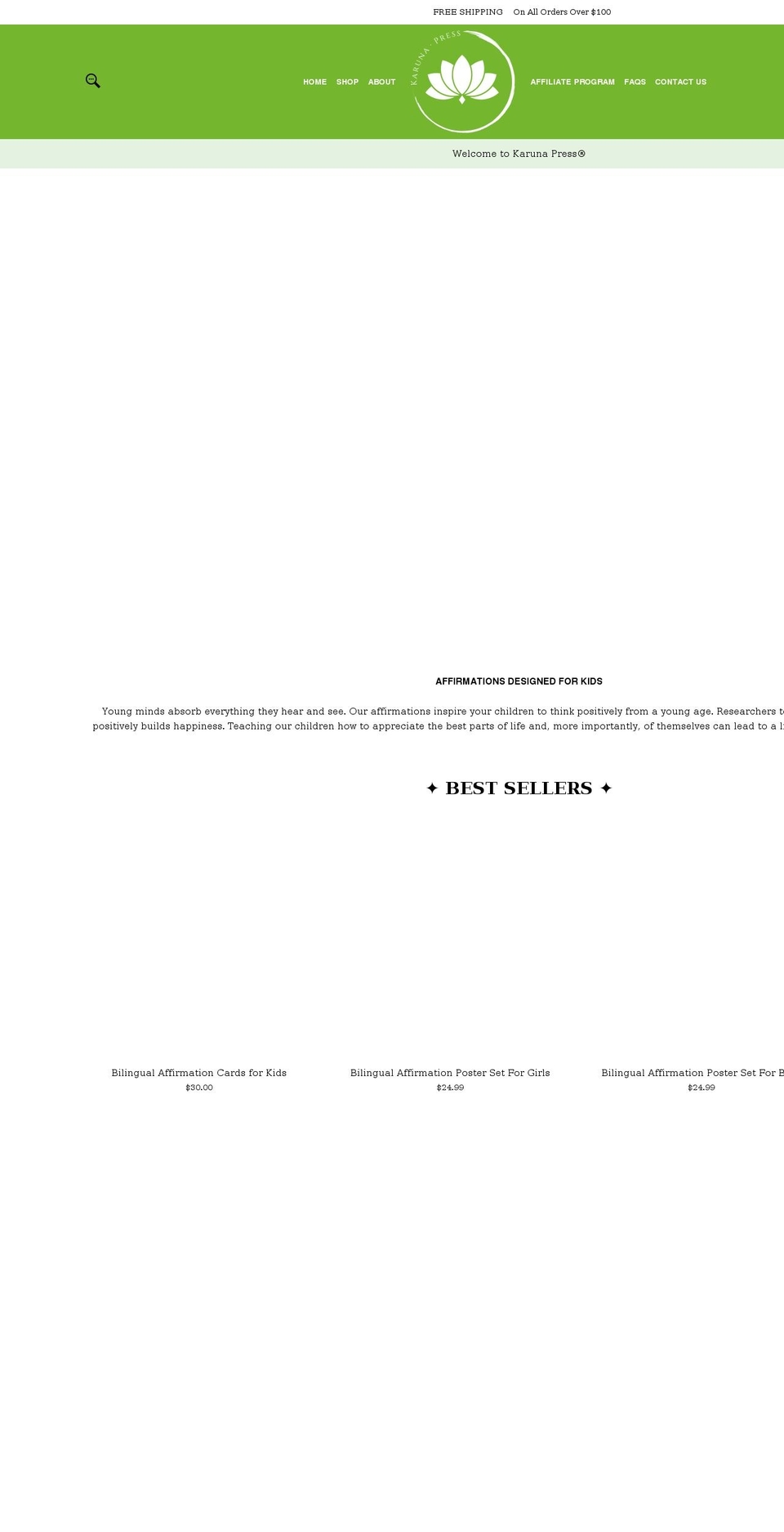 karunapress.com shopify website screenshot