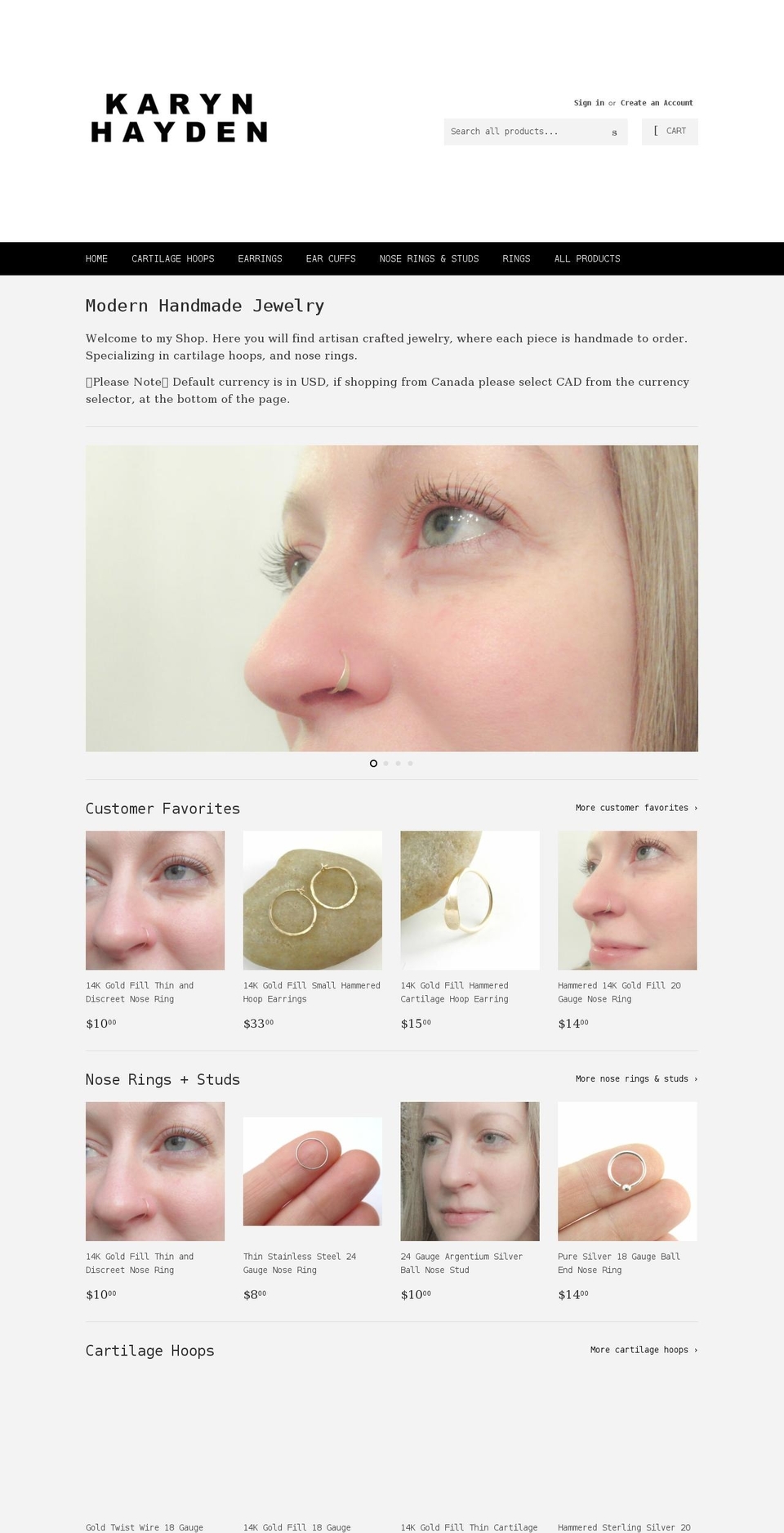 karynhayden.com shopify website screenshot