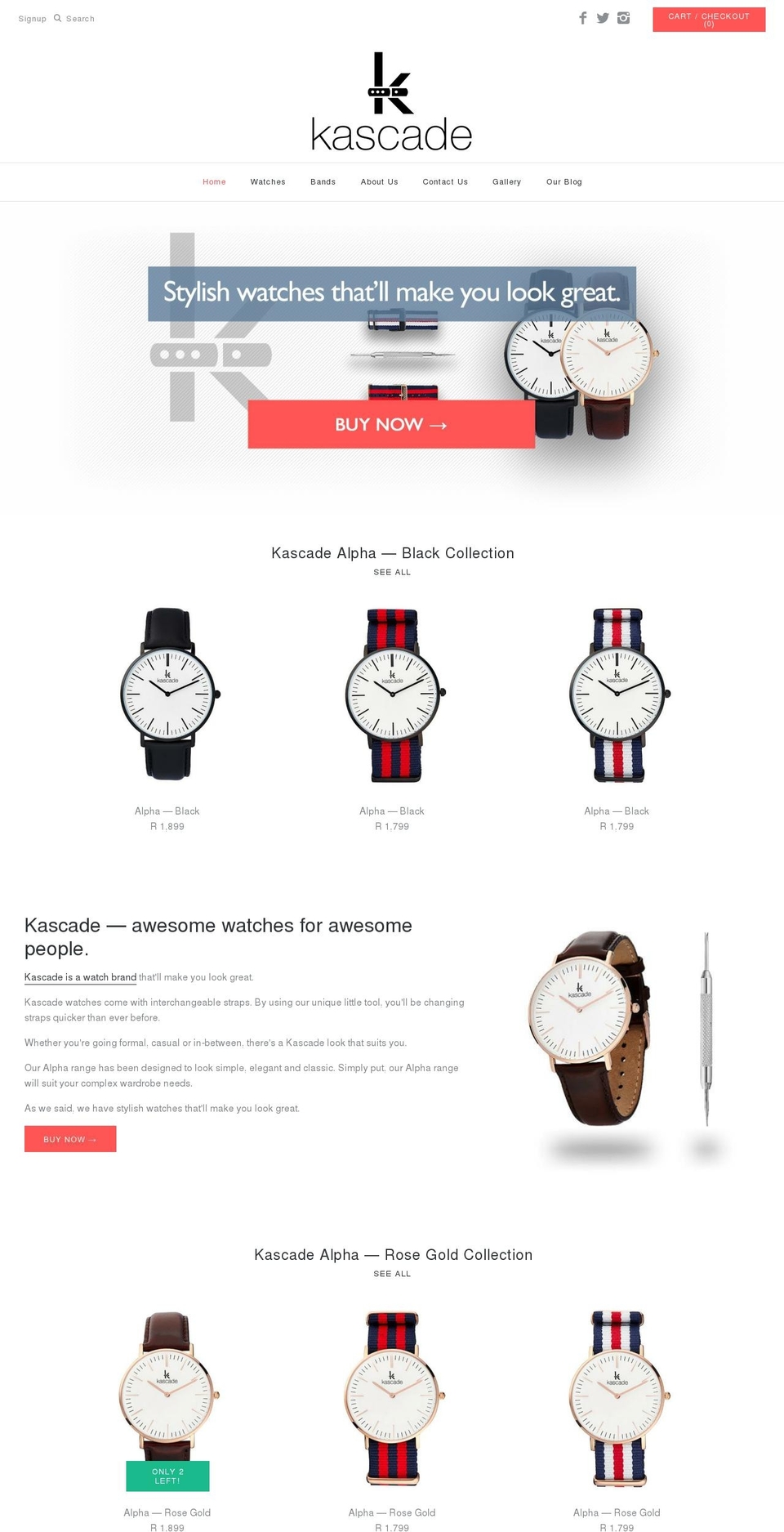 kascadewatch.com — Shopify storefront screenshot