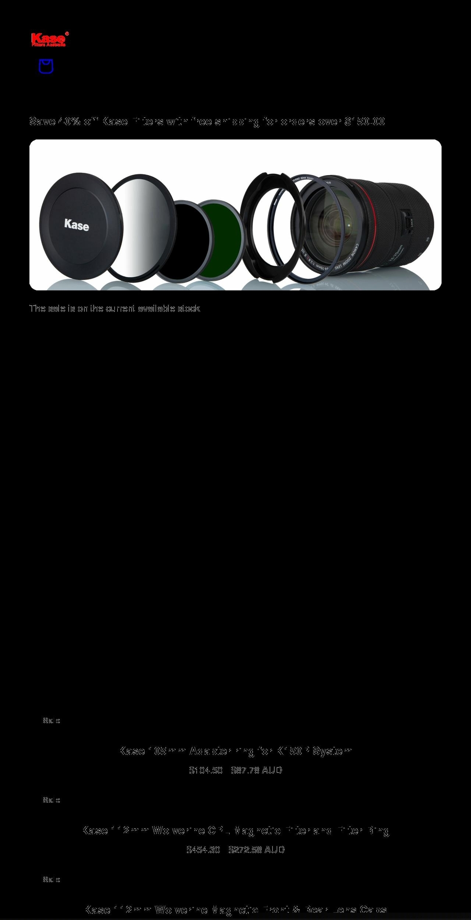 kasefilters.com.au shopify website screenshot