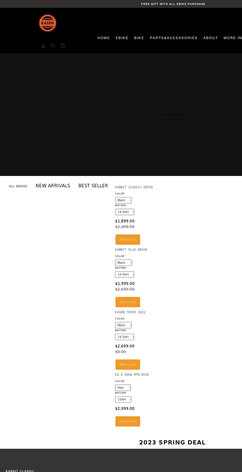 kasenbikes.com shopify website screenshot