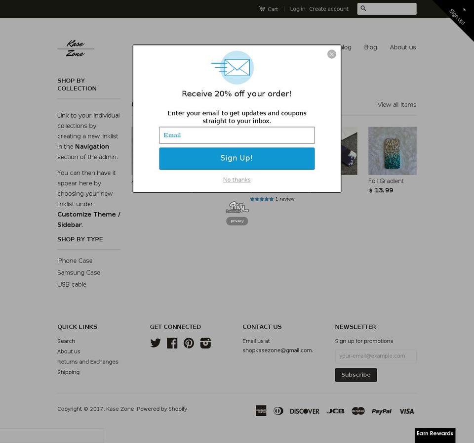 kasezone.com shopify website screenshot