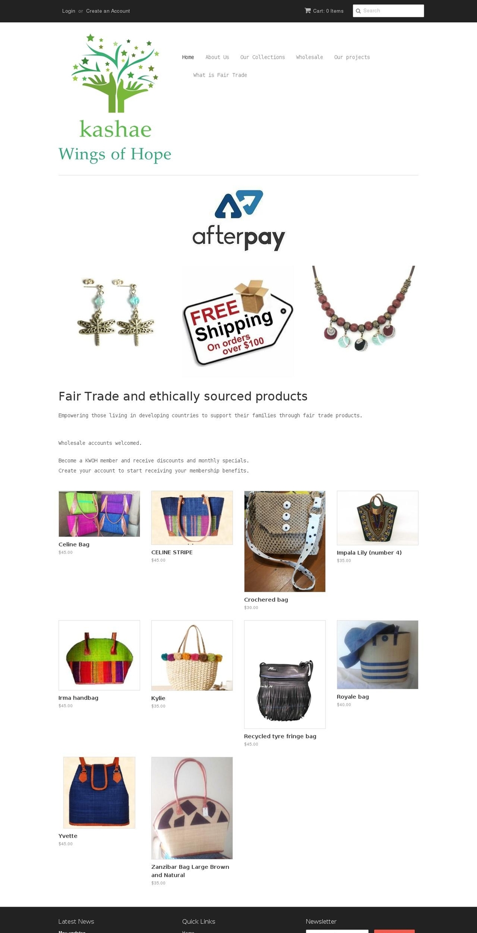kashaewingsofhope.com — Shopify storefront screenshot