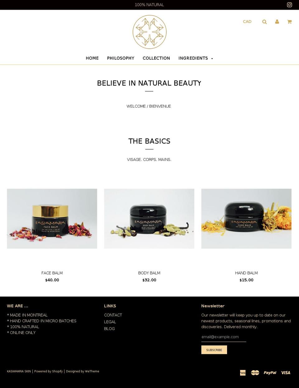 kasiamaria.com — Shopify storefront screenshot