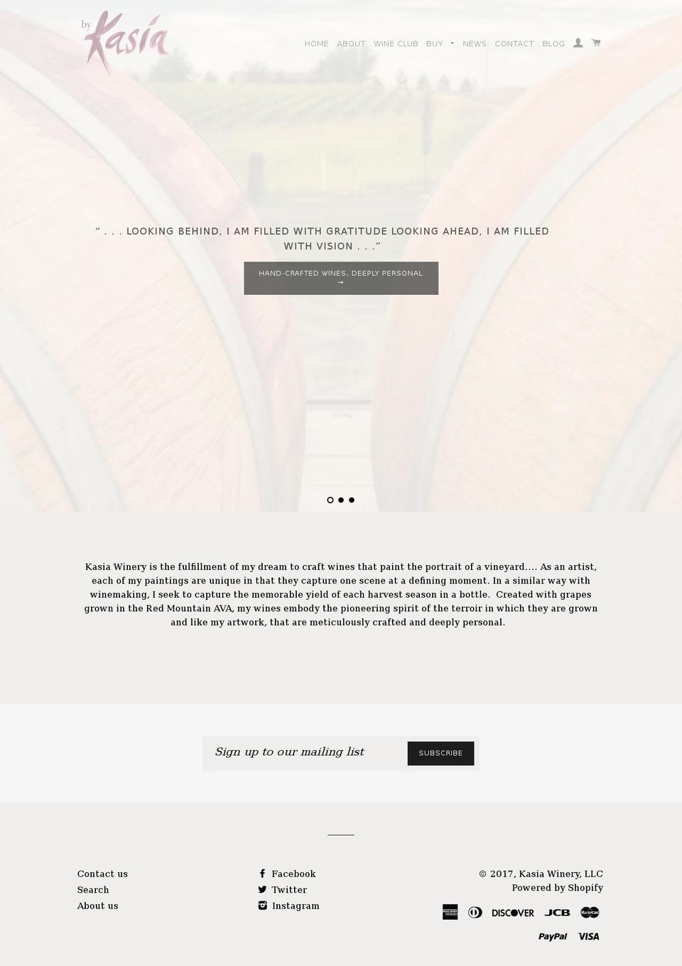 kasiawinery.com shopify website screenshot