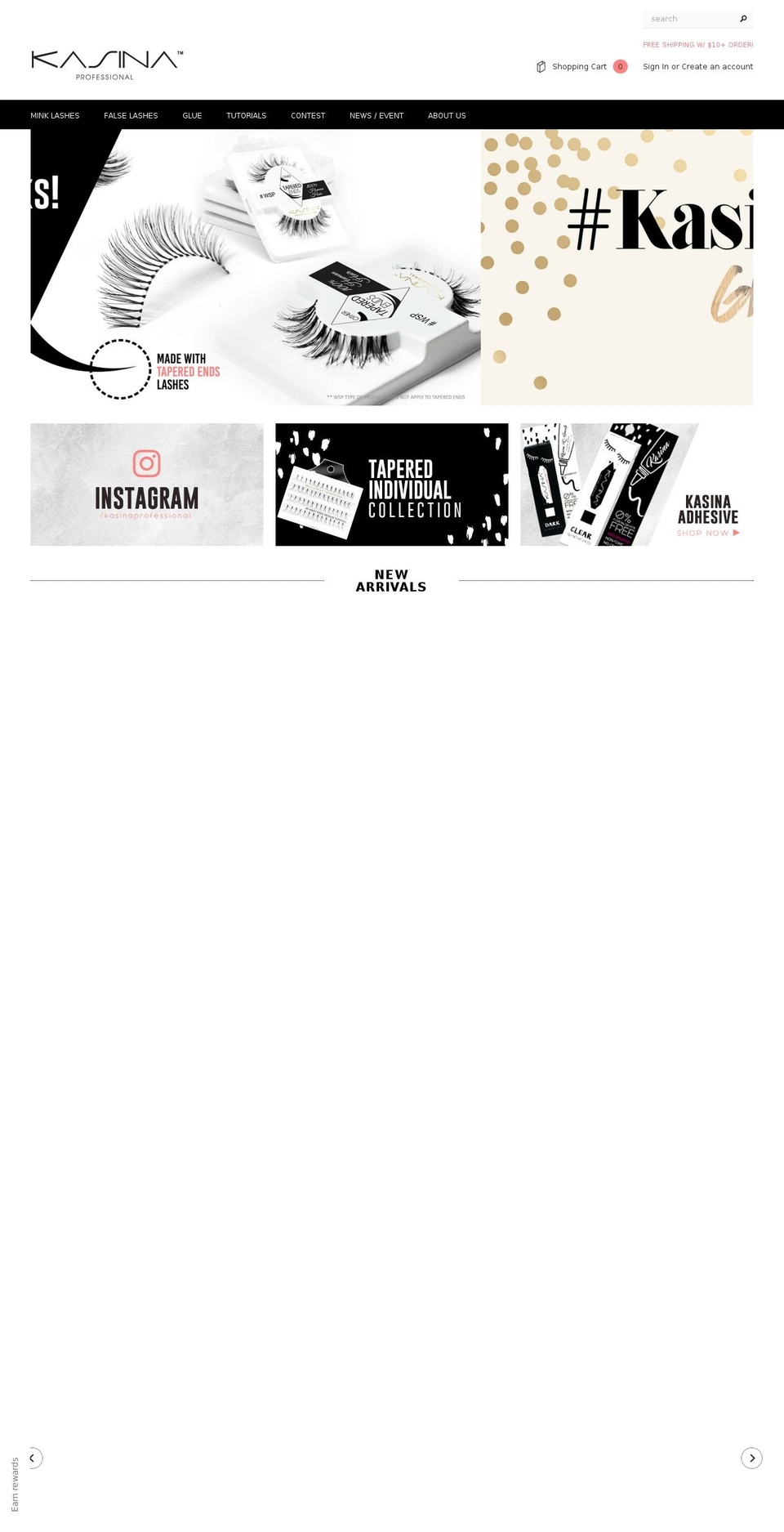 kasinacosmetics.com shopify website screenshot