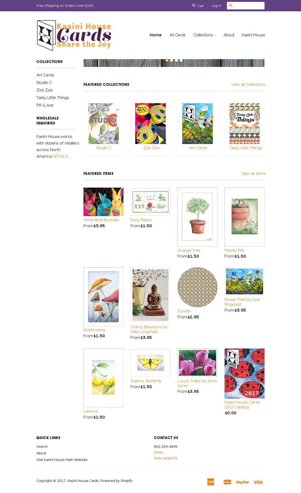 kasinihousecards.com shopify website screenshot