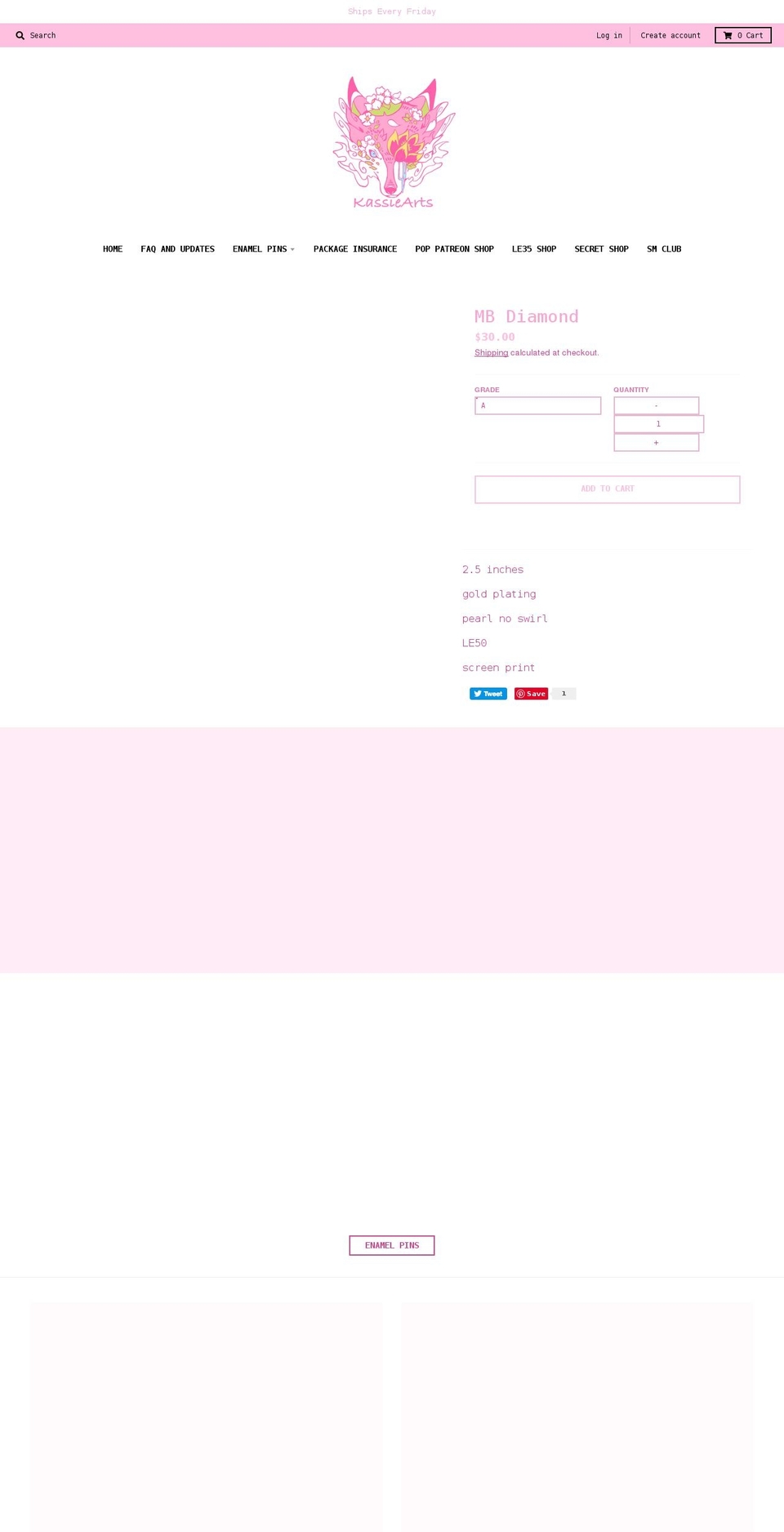 kassieartshop.com shopify website screenshot