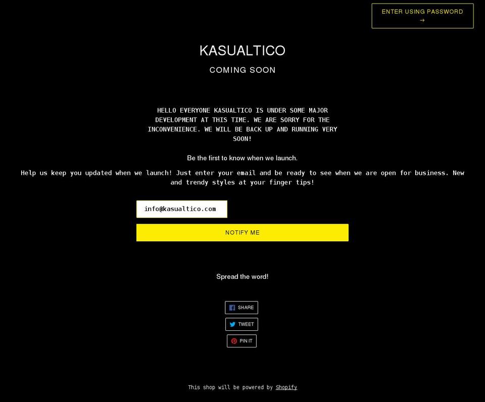 kasualtico.com shopify website screenshot