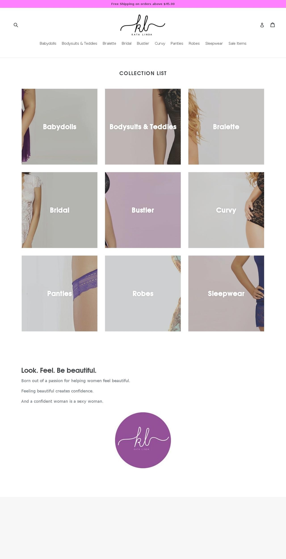 katalinda.com — Shopify storefront screenshot