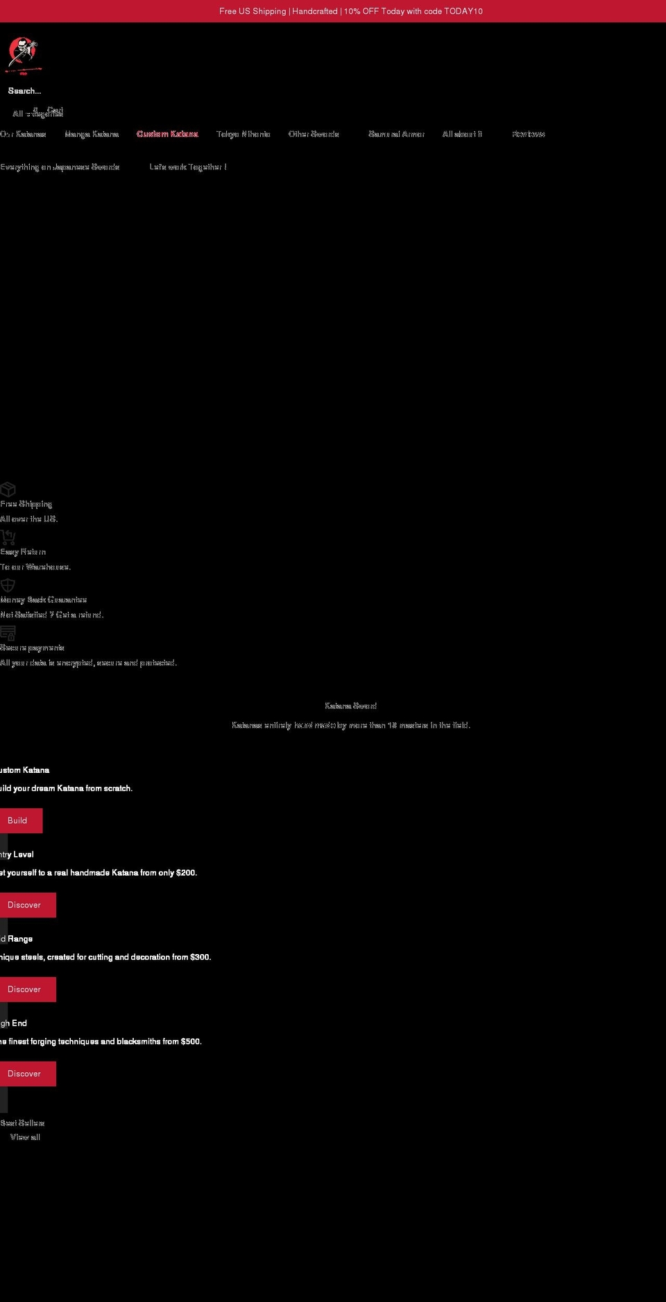 katana-sword.com shopify website screenshot