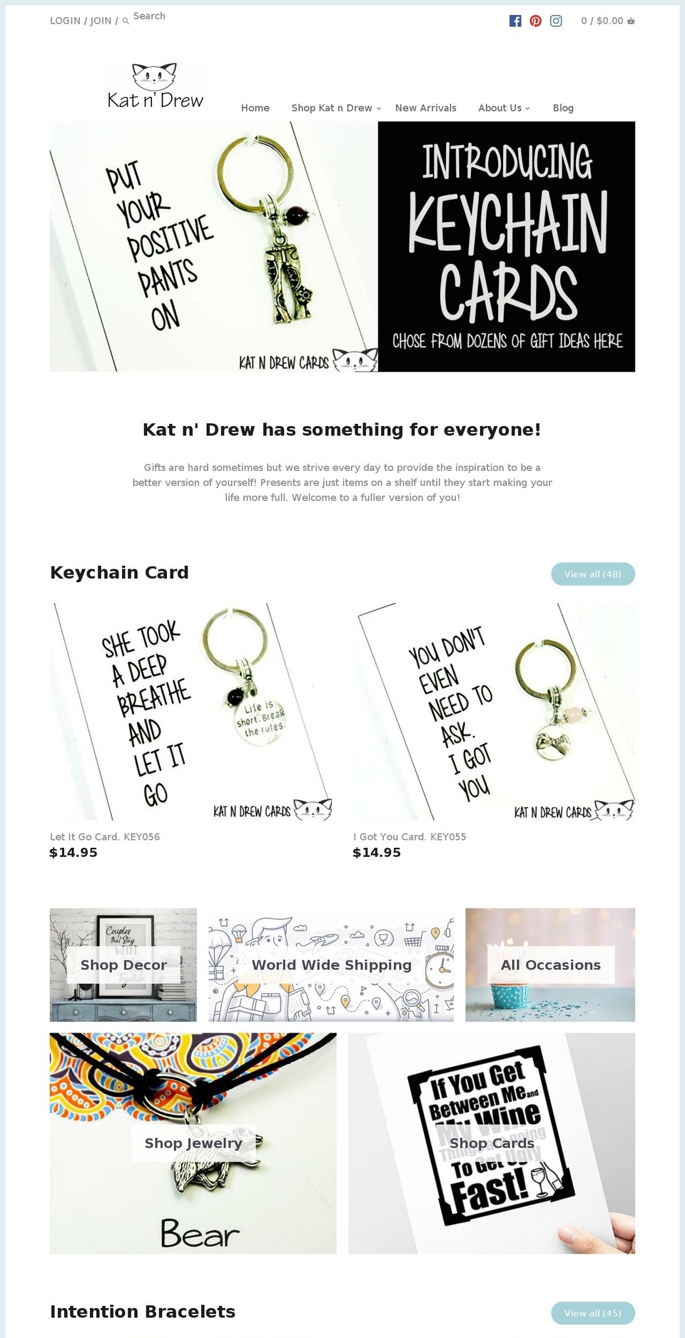 katanddrewcards.com — Shopify storefront screenshot