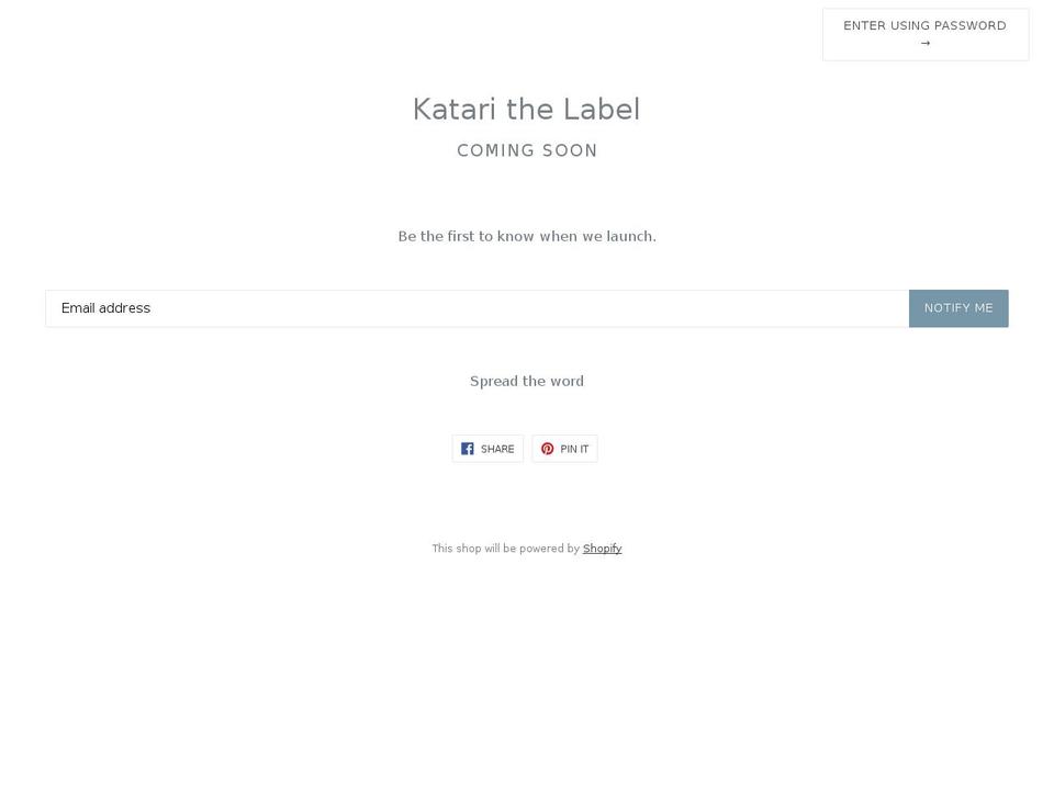 katarithelabel.com shopify website screenshot