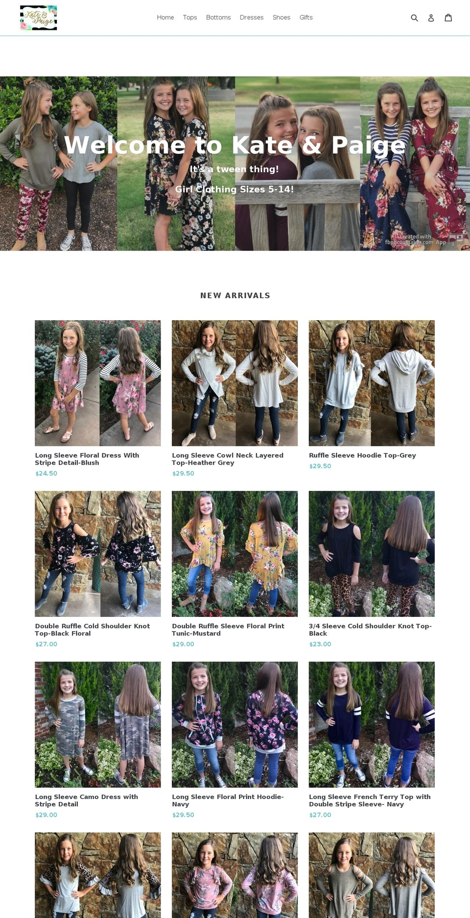 kateandpaige.com — Shopify storefront screenshot