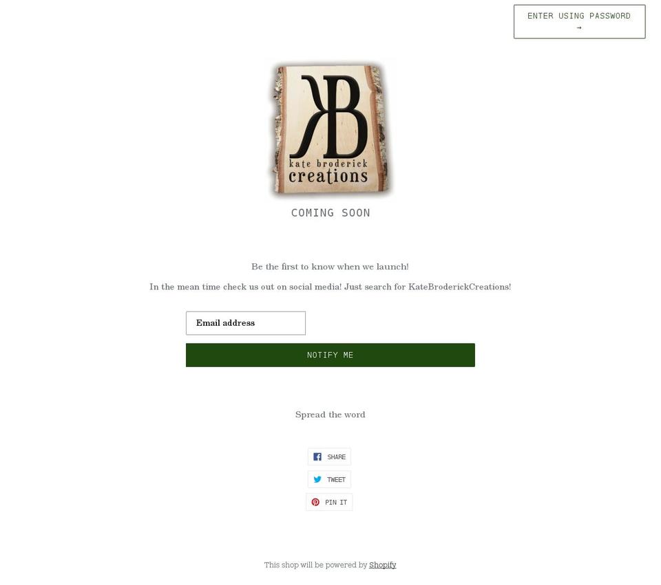 katebroderickcreations.com shopify website screenshot