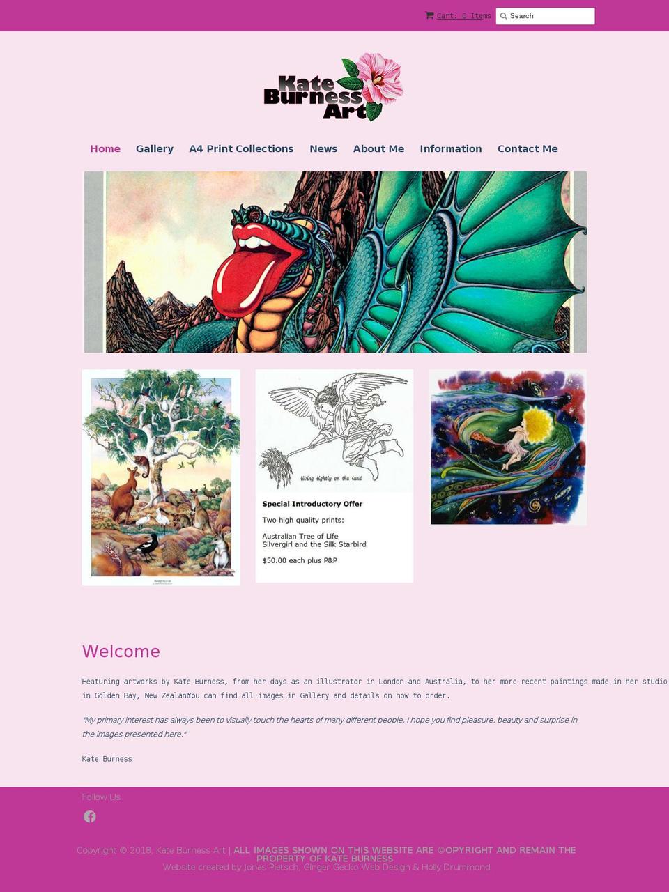 kateburnessart.com shopify website screenshot