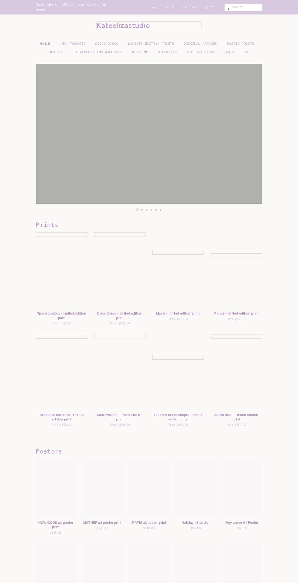 kateelizastudio.com shopify website screenshot