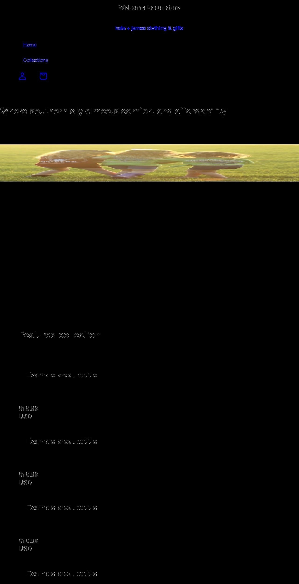 katejamesclothingandgifts.com shopify website screenshot