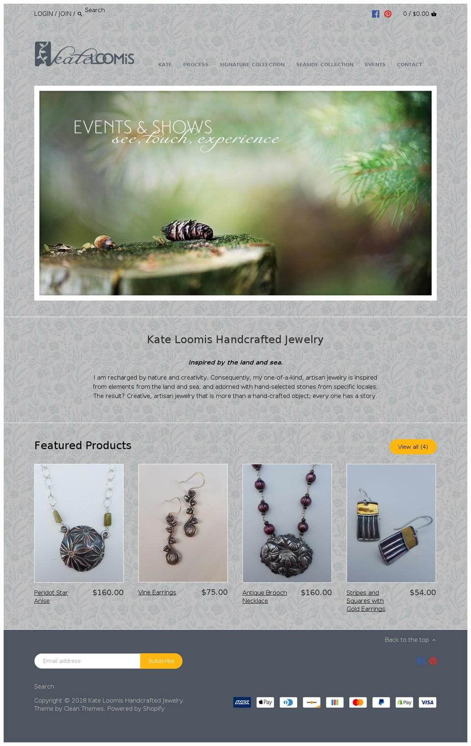 kateloomisjewelry.com shopify website screenshot