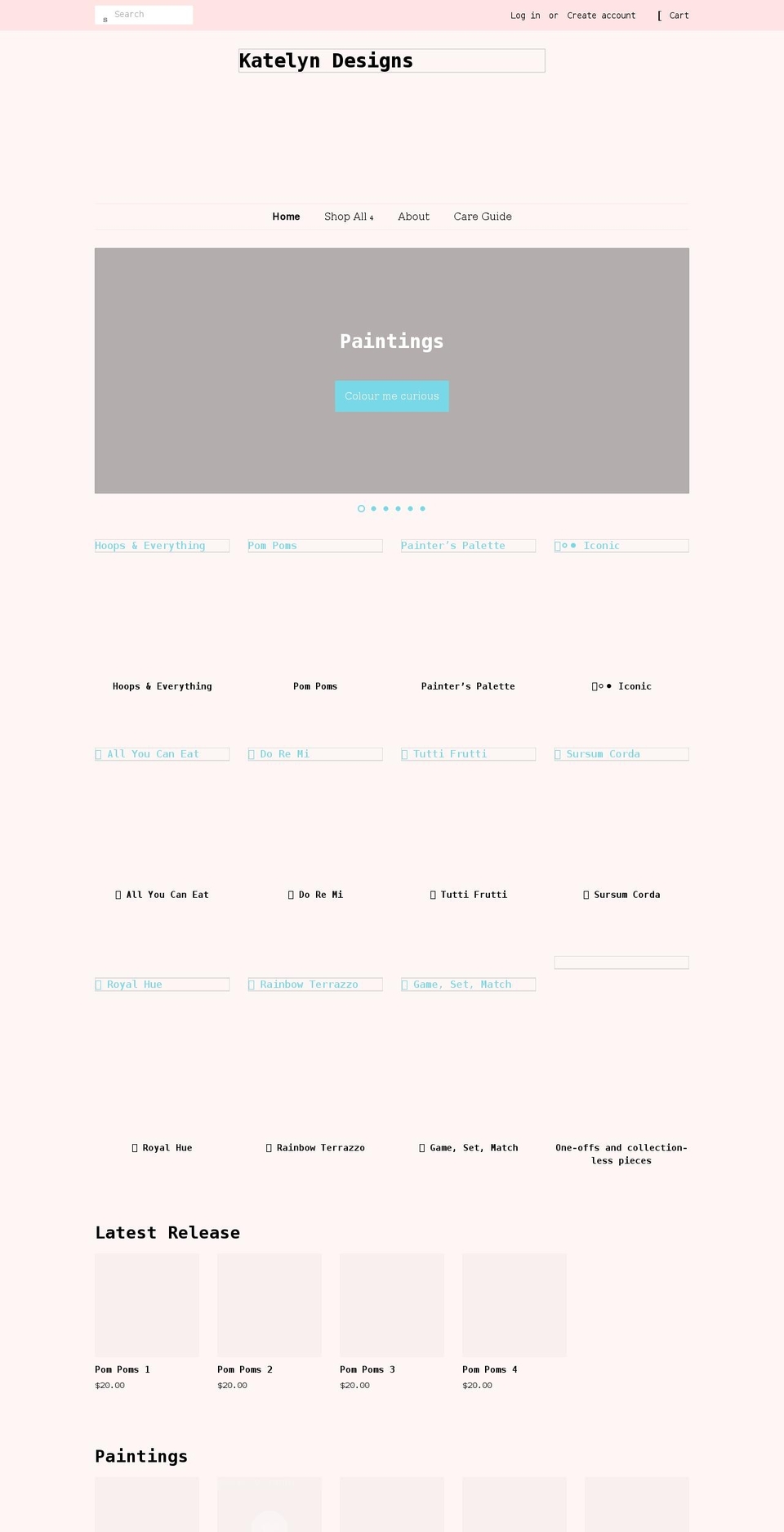 katelyndesigns.com shopify website screenshot