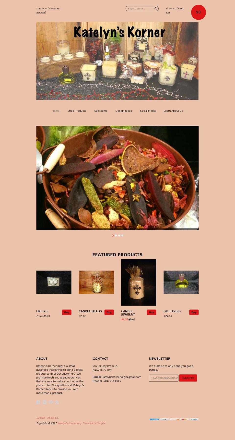 katelynskornerkaty.com shopify website screenshot