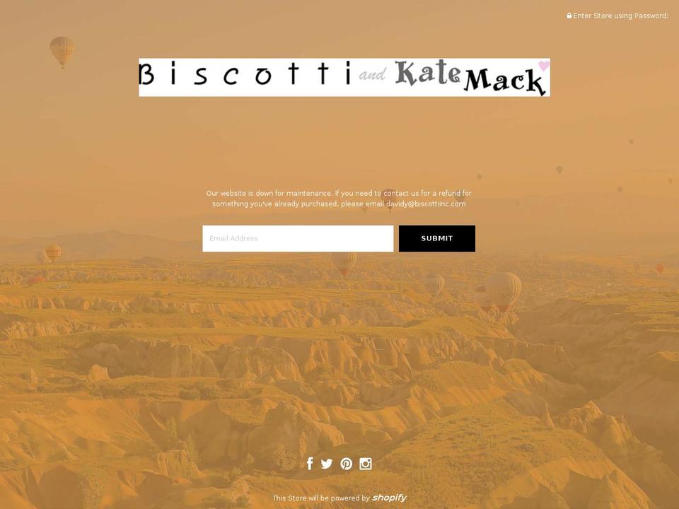 katemackandbiscotti.com — Shopify storefront screenshot