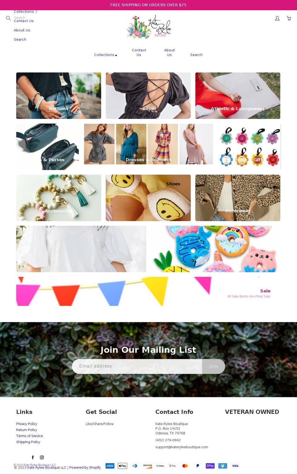 kateryleeboutique.com shopify website screenshot