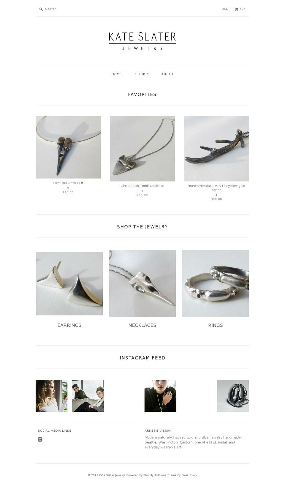 kateslaterjewelry.com shopify website screenshot