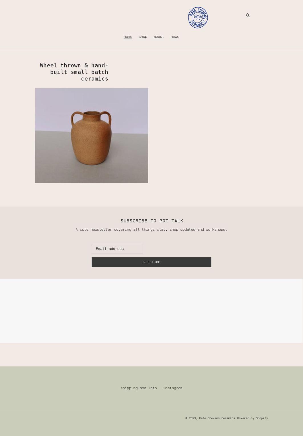 katestevensceramics.com shopify website screenshot