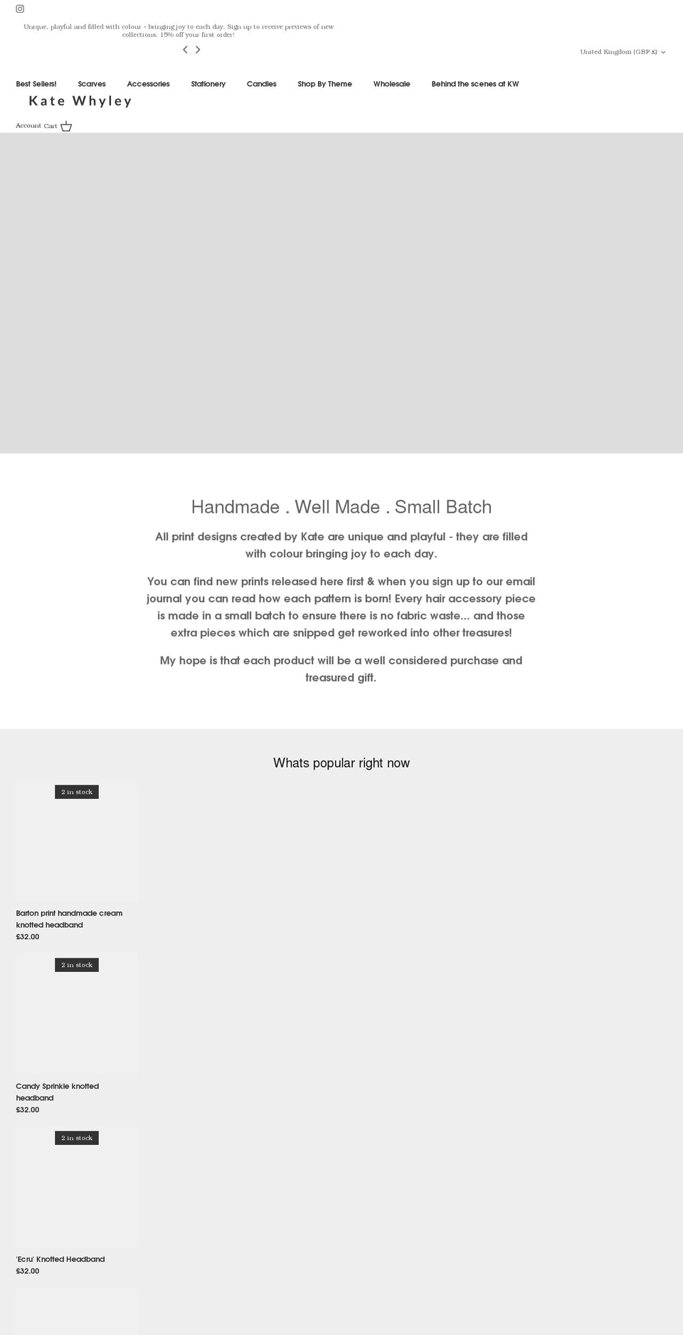 katewhyley.com shopify website screenshot