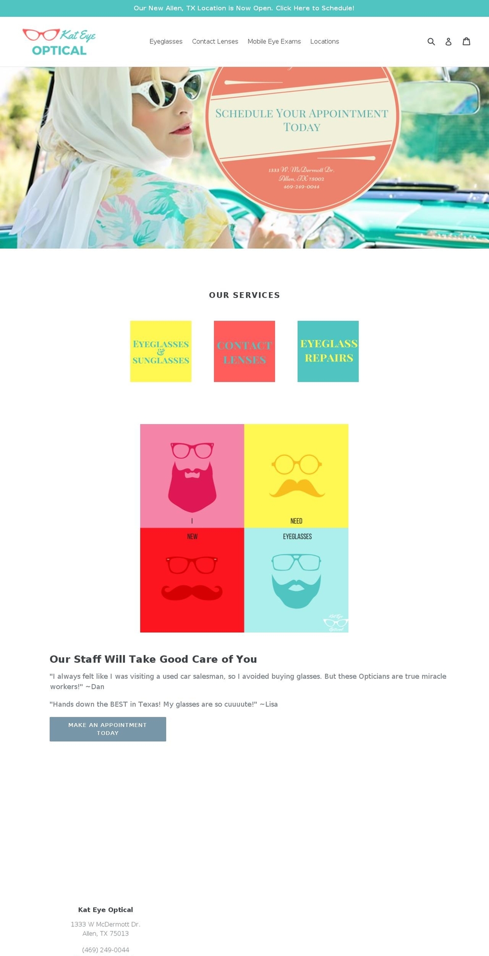 kateyeoptical.com — Shopify storefront screenshot