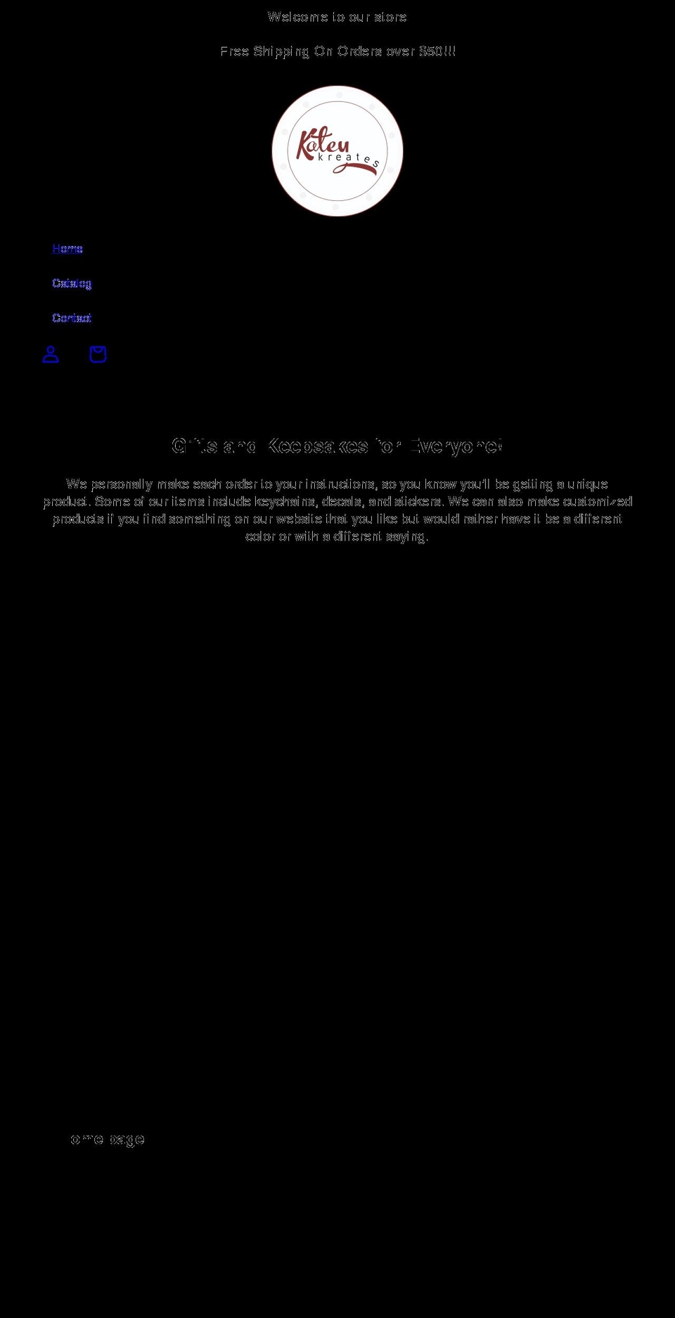 kateykreates.com shopify website screenshot