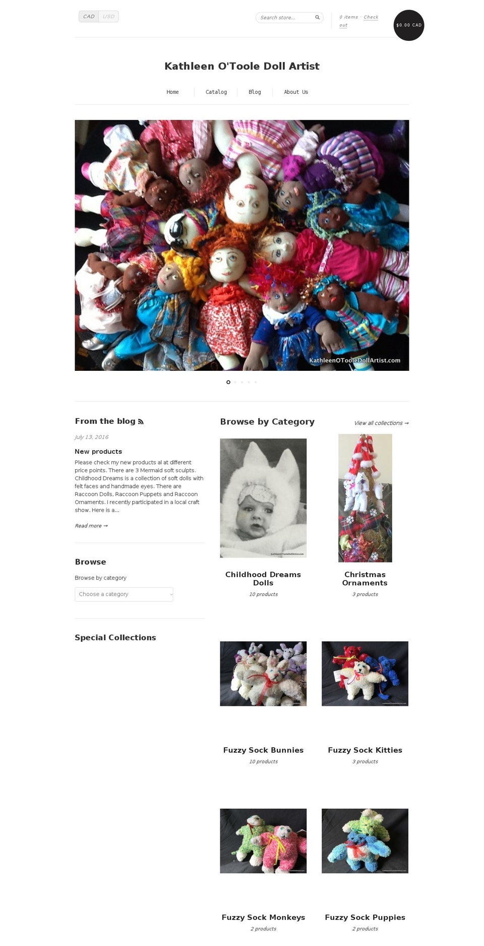 kathleenotooledollartist.com shopify website screenshot