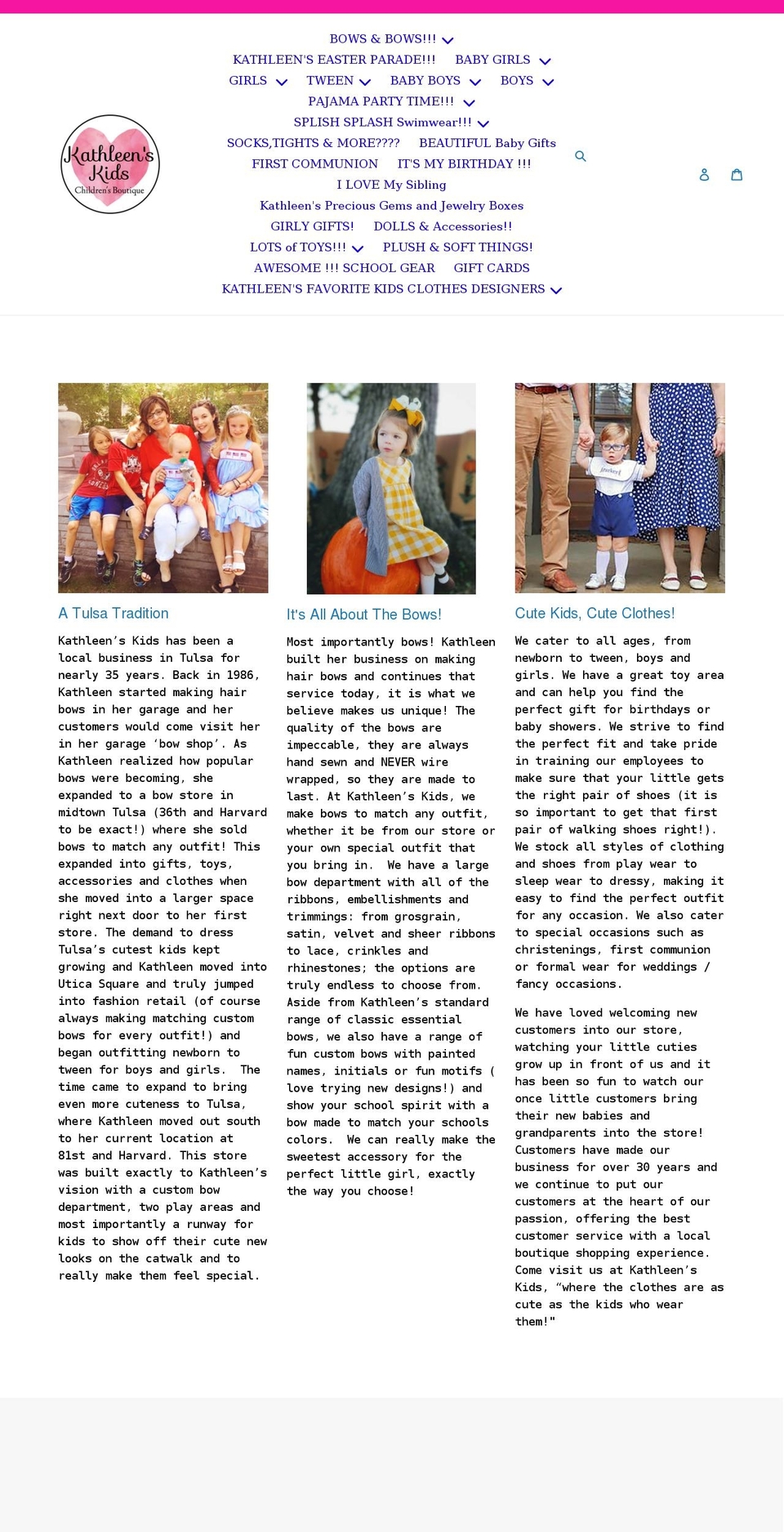 kathleenskids.com shopify website screenshot