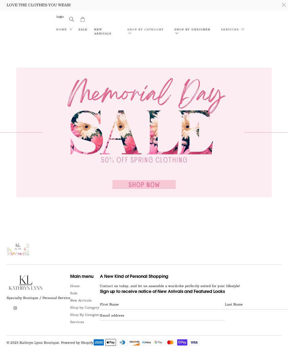 kathrynlynnboutique.com shopify website screenshot