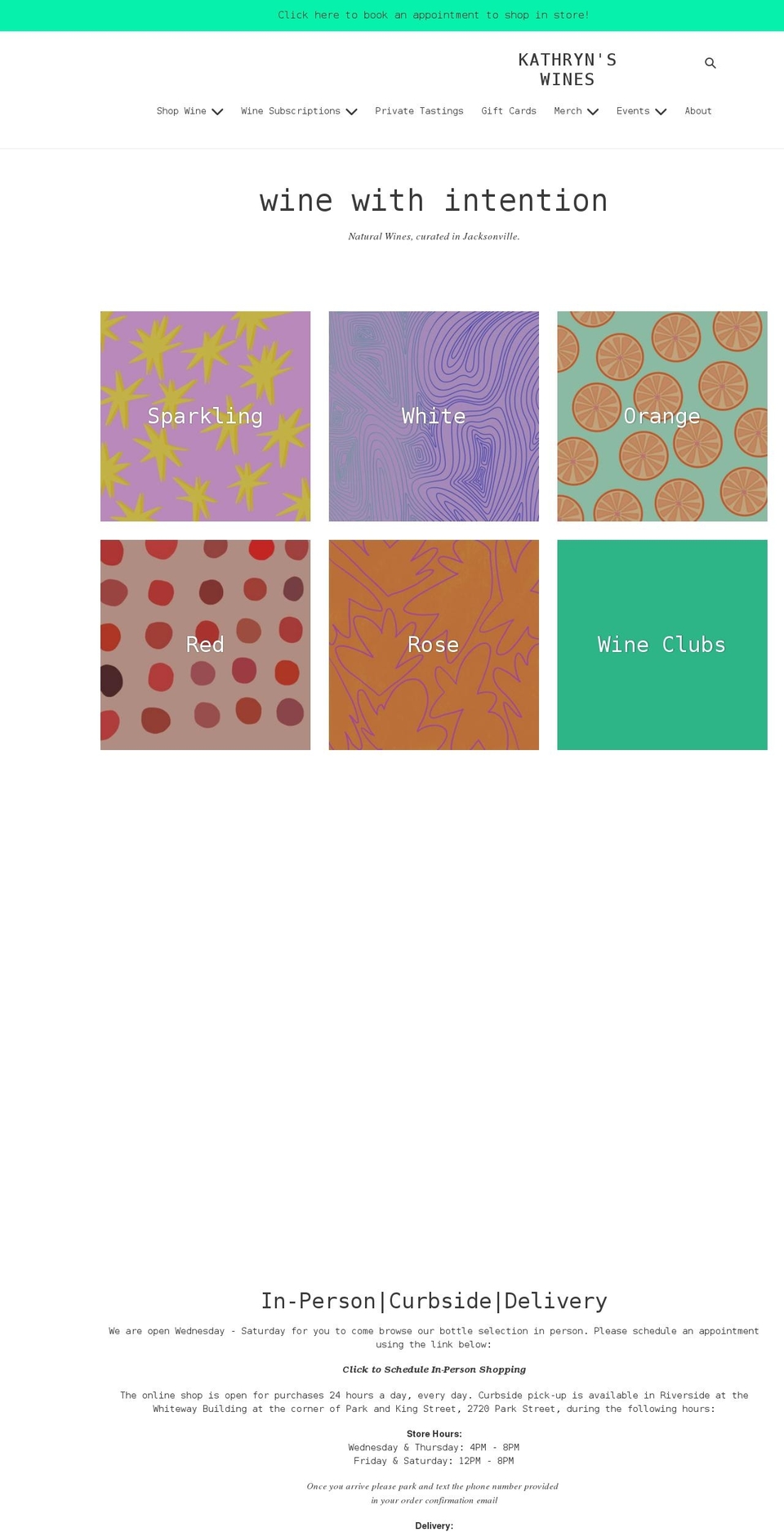 kathrynswines.com shopify website screenshot