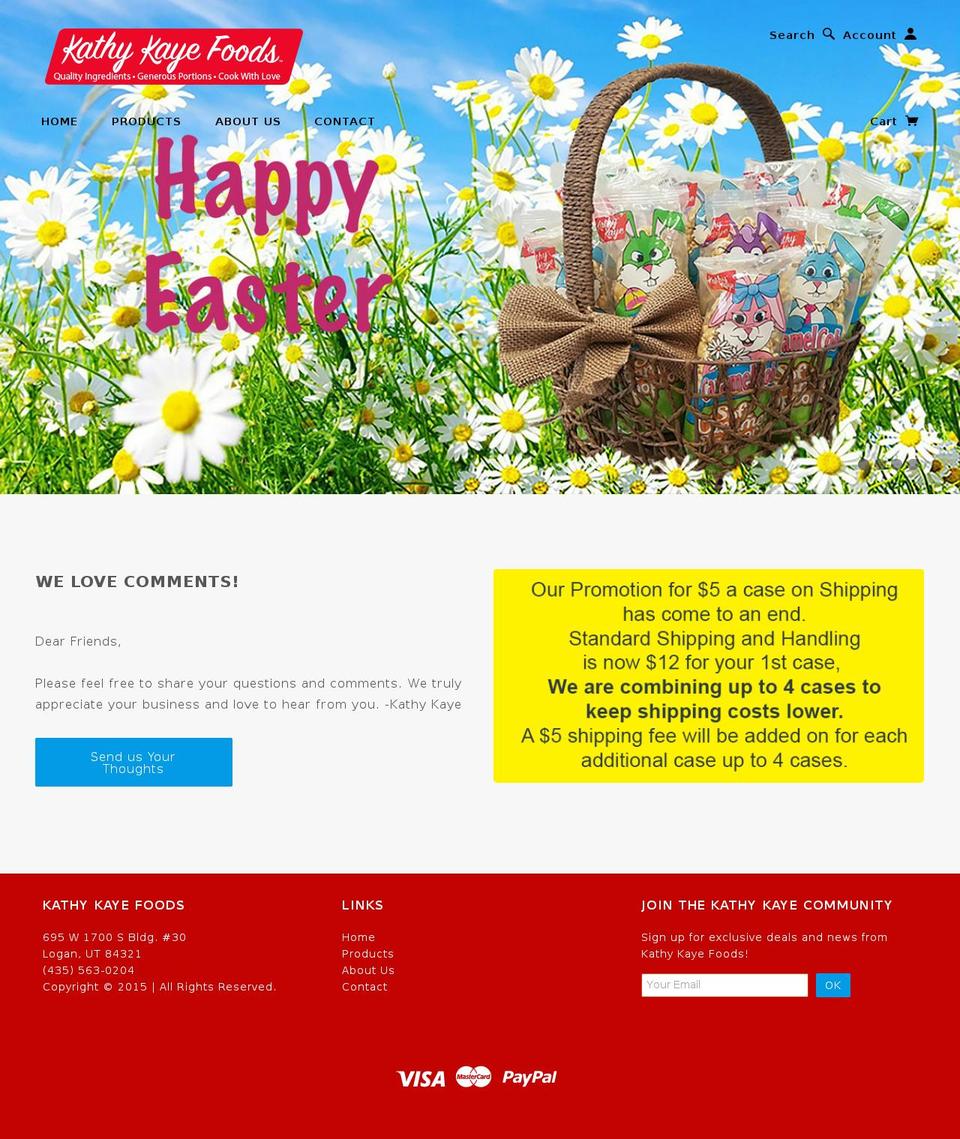 kathykayfoods.com shopify website screenshot