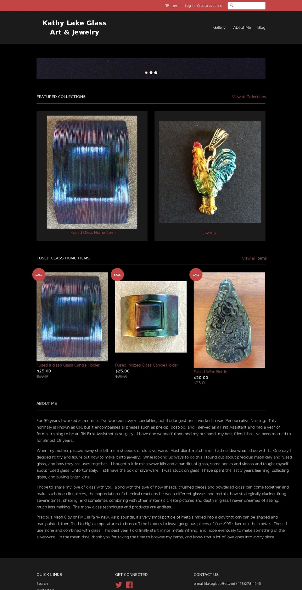 kathylakeglassart.com shopify website screenshot